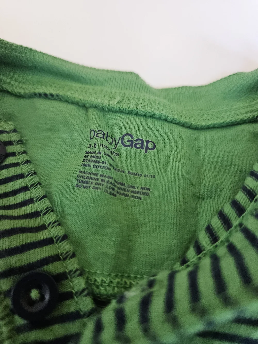 GAP Green and Black Striped Baby One-Piece Bodysuit